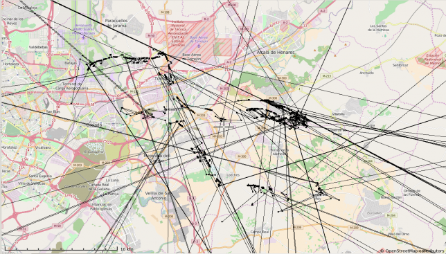 Radiosonde GPS path launch 16/08/2016 11:00UTC